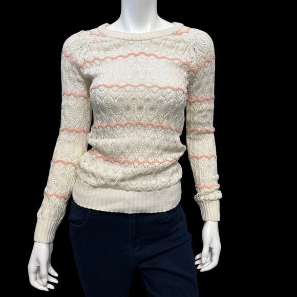 SHRINKING VIOLET S Pointelle Sweater 100% Cotton‎ Soft Girl Coquette Feminine - Picture 1 of 8